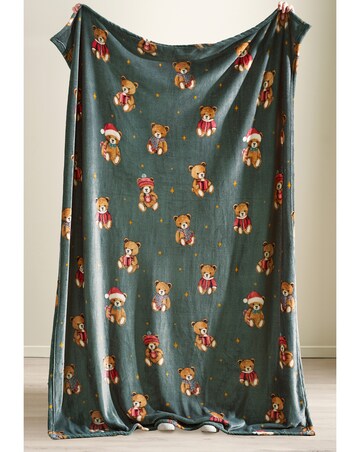Catherine Lansfield Christmas Tartan Teddy Bears Throw