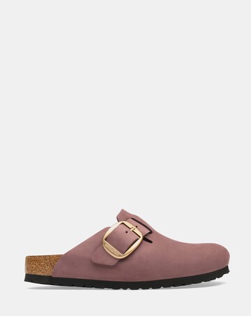 Birkenstock Boston Big Buckle Nubuck Leather Mules - Standard Fit