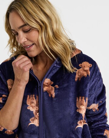 Pretty Secrets Highland Cow Zip Up Lounge Cardigan