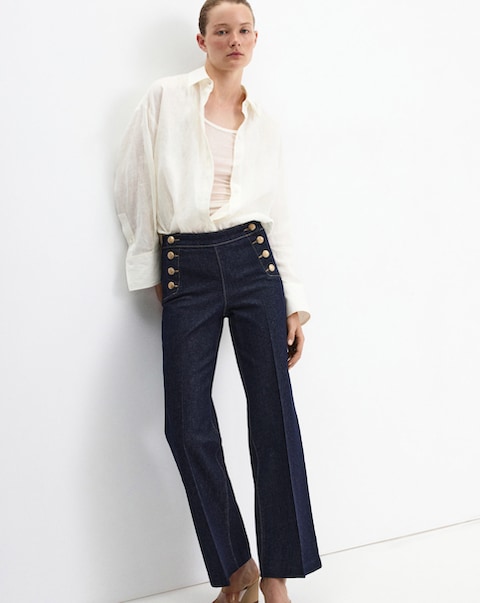 Mango Wide-Leg Jeans With Side Buttons