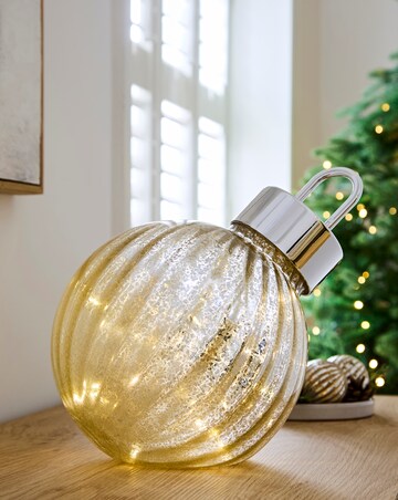 Mercury Glass Antique Gold Ribbed Leaning Bauble