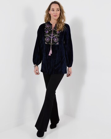 Joe Browns Velvet Tunic Top With Embroidery And Tassel Detail