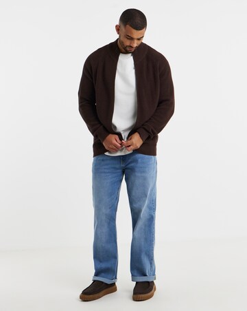 Fisherman Knitted Zip Through Cardigan