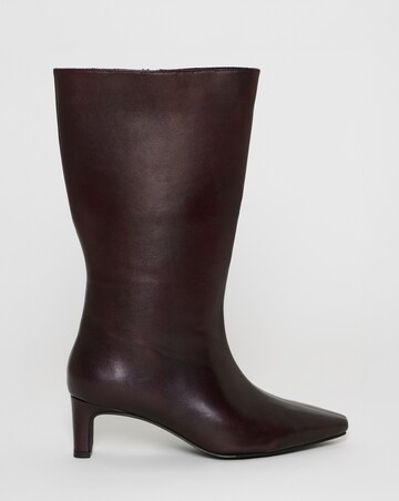 Azaria Leather Pointed Toe Heeled Calf Boots - Wide Fit (E) & Super Curvy Calf