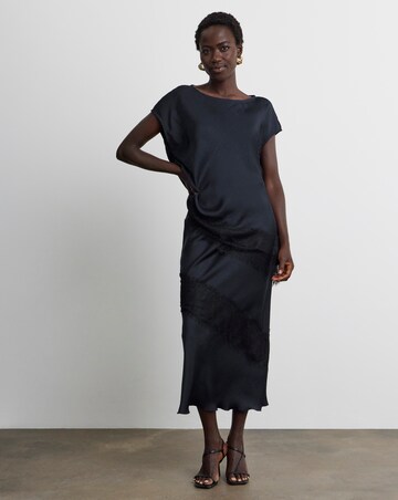 Joanna Hope Lace Trim Satin Skirt