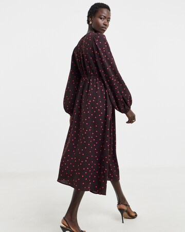 Puff Sleeve Chocolate Spot Dress
