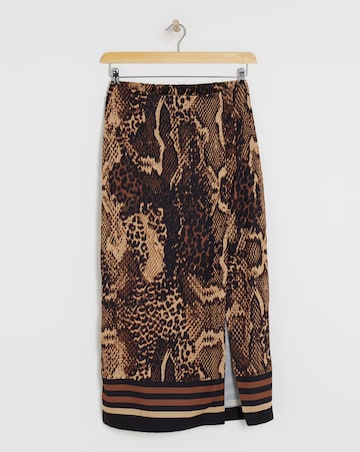 Animal Pull On Column Midi Skirt