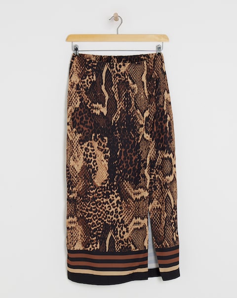 Animal Pull On Column Midi Skirt