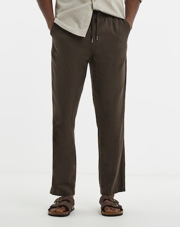 Linen Blend Elasticated Straight Fit Trouser