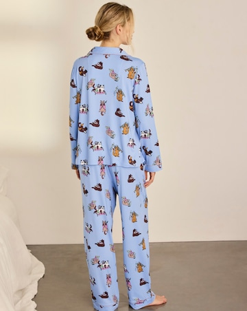 Chelsea Peers Classic Long Sleeve Button Up Dog Print Pyjama Set