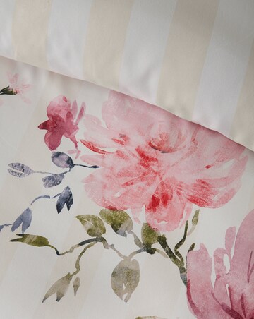 Catherine Lansfield Floral Stripe Duvet Cover Set