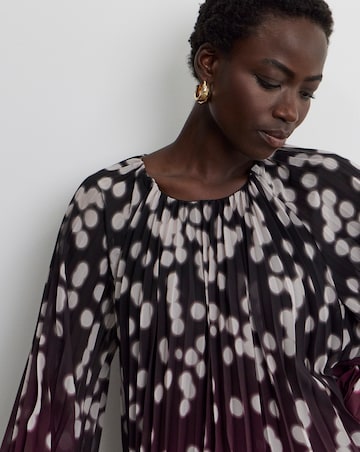 Joanna Hope Pleated Chiffon Printed Top