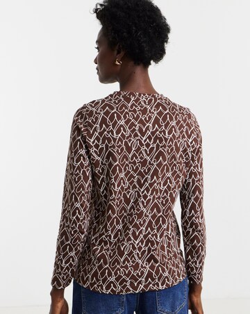 Heart Print Crew Neck Long Sleeve T-Shirt