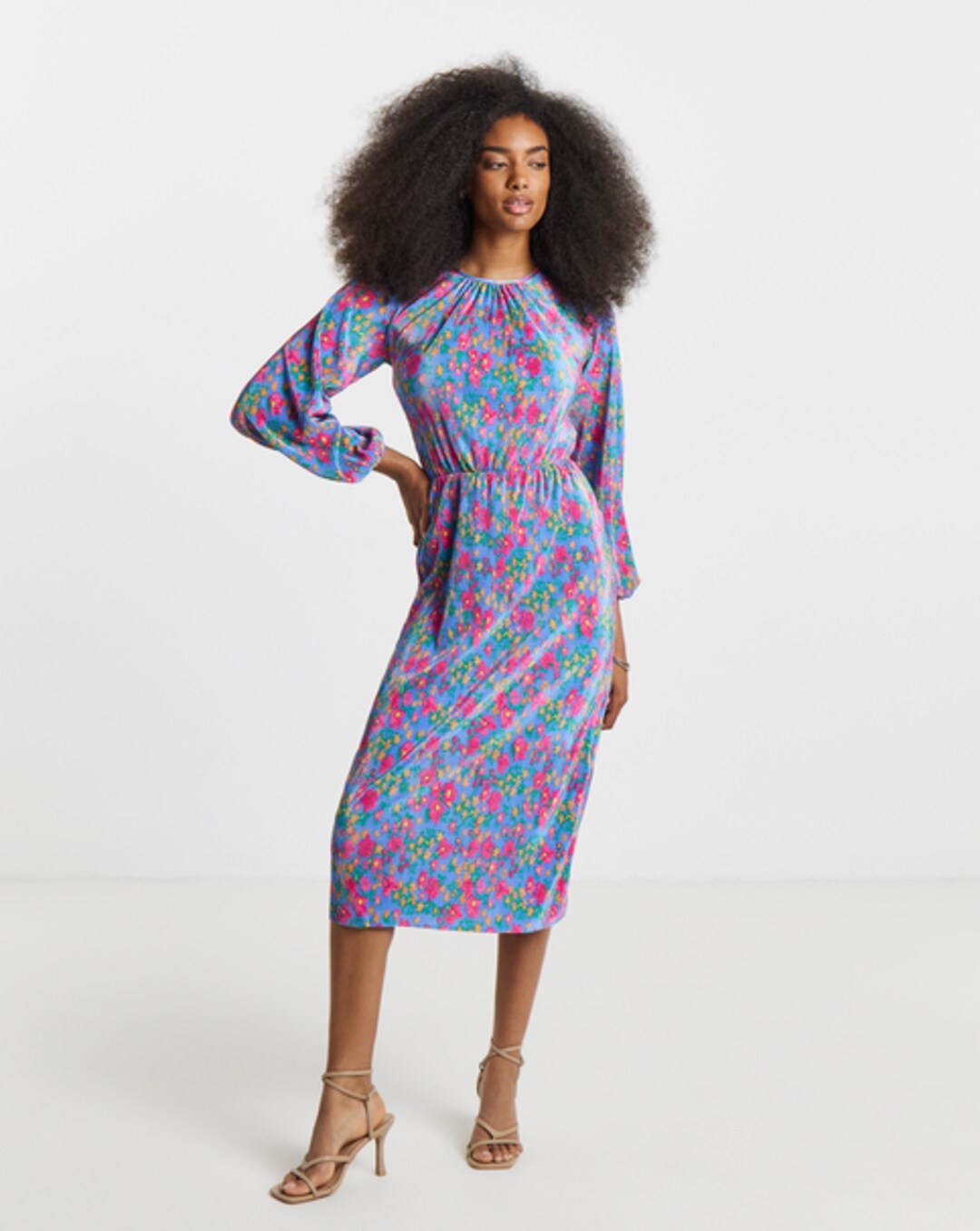 long sleeve plisse midi dress Bright Green Warehouse Plisse Belted Column Midi Dress