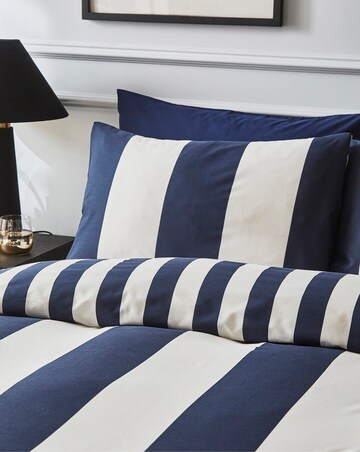 Bold Stripe Reversible Cotton Blend Duvet Cover Set