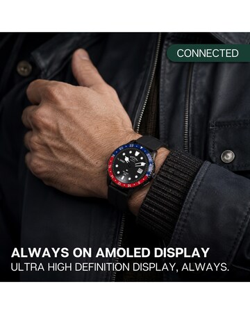 Rotary AMOLED GPS Calling Black Silicone Smart Watch