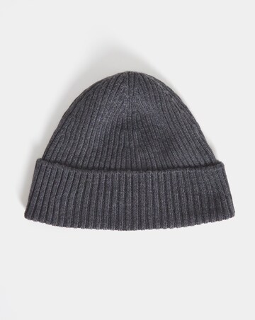 Lacoste Rib Knit Brushed Wool Beanie - Dark Grey