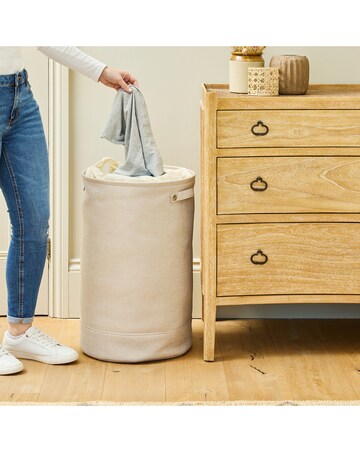 Minky 86L Round Laundry Hamper with Drawstring