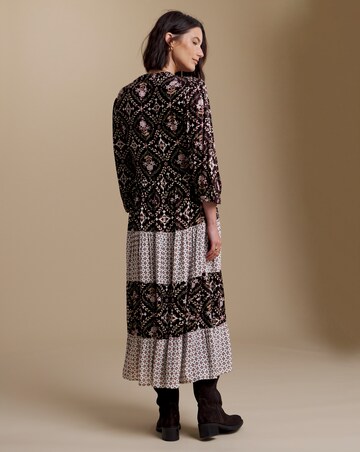Julipa Mixed Print Tiered Midi Dress