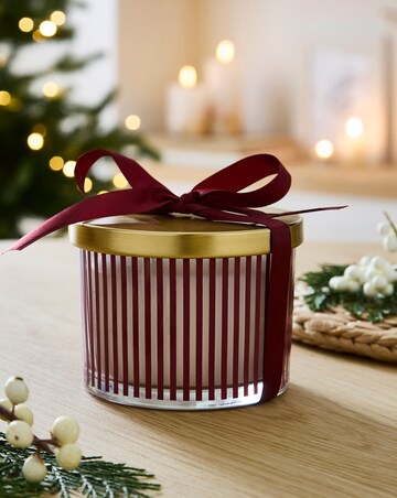 Classic Elegance Orange & Cinnamon Striped Glass Candle