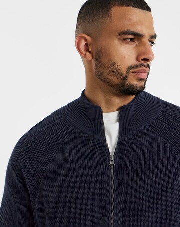 Fisherman Knitted Zip Through Cardigan