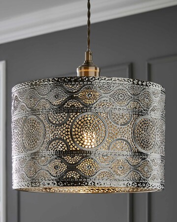 ValueLights Casablanca Moroccan Style Chrome Easy Fit Drum Pendant Shade