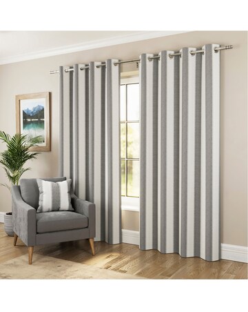 Henley 100% Blackout Woven Striped Eyelet Curtain