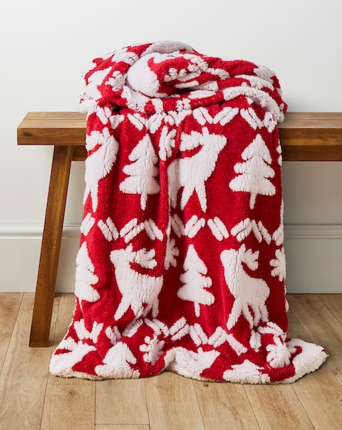 Christmas Reindeer and Trees Throw