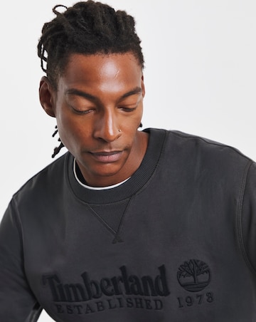 Timberland Established 1973 Embroidered Logo Crew Neck Sweatshirt - Black