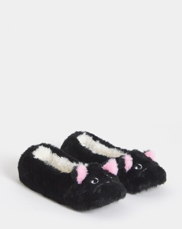 Brandy Cat Fluffy Ballerina Slippers - Wide Fit (E)