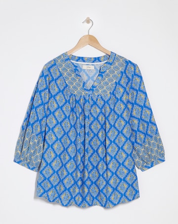 Julipa Mix Print Notch Neck Blouse