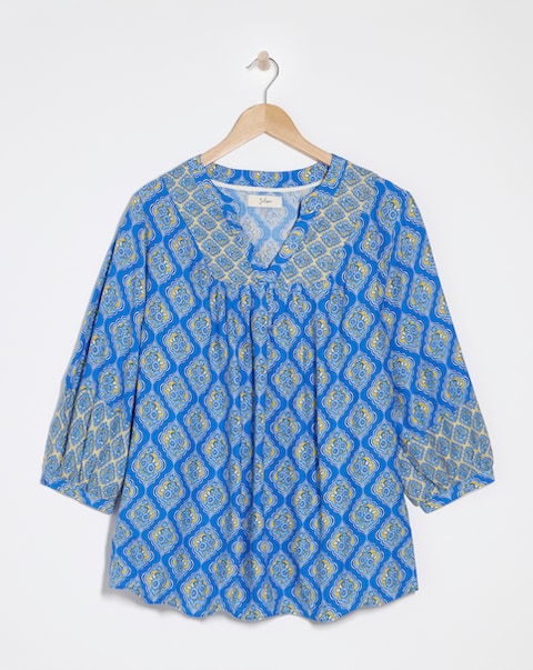 Julipa Mix Print Notch Neck Blouse