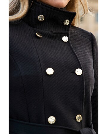 Sosandar Single Breasted Belted Coat With Funnel Neck