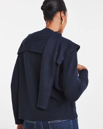 Tie Neck Crew Neck Cardigan
