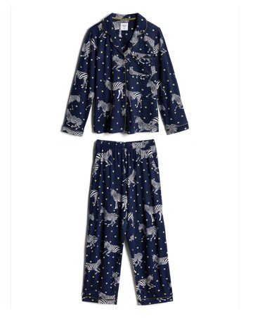 Chelsea Peers Classic Long Sleeve Button Up Zebra Pyjama Set