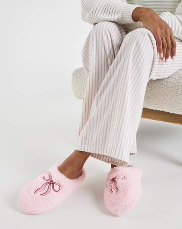 Sonnet Bow Fluffy Slippers - Wide Fit (E)