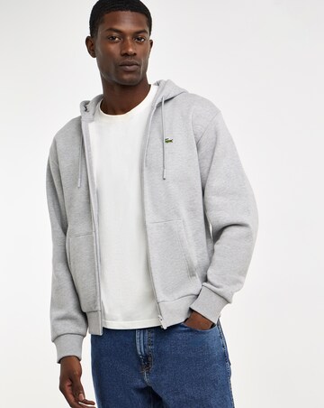 Lacoste Classic Zip Through Hoodie - Grey Marl