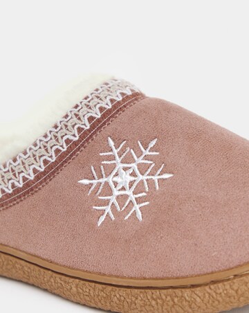 Cushion Walk Embroidered Snowflake Slippers - Wide Fit (E)