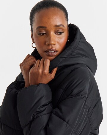 Black Mid Length Padded Coat