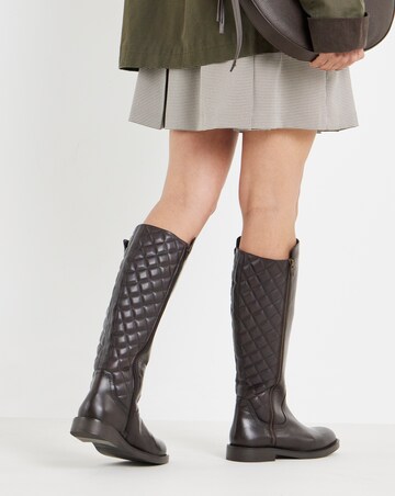 Michelle Leather Knee High Riding Boots - Wide Fit (E) & Curvy Calf