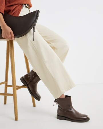 Jasmin Leather Flat Ankle Boots - Wide Fit (E)