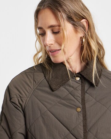 Chocolate Cord Collar Quilted Jacket