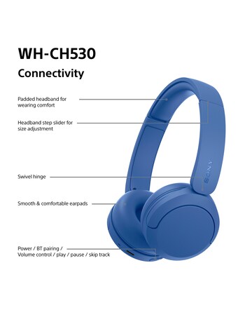 Sony WH-CH530 Wireless On-Ear Headphones - Cobalt