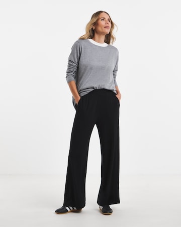 2 Pack Black Jersey Wide Leg Trousers