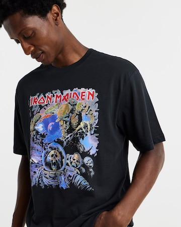 Only & Sons Iron Maiden Relaxed Fit Astronaut Skeleton T-Shirt - Black