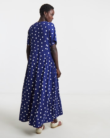 Spot Print Jersey Neckl Maxi Dress