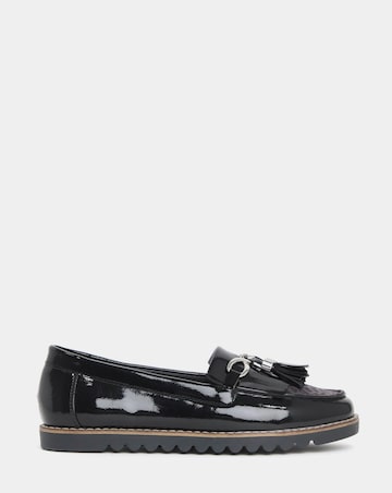 Cushion Walk Tassle Chain Trim Flat Loafers - Wide Fit (E)