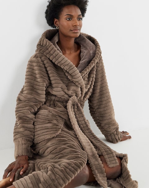 Pretty Secrets Luxury Hooded Dressing Gown Cocoa