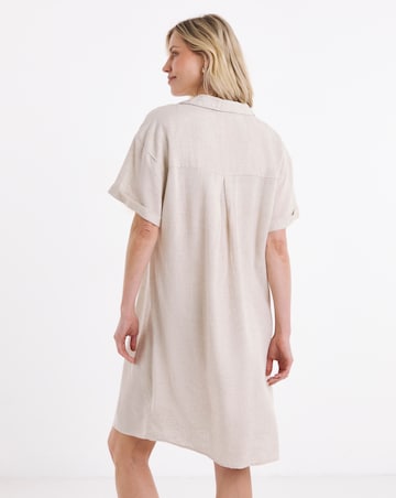 Linen Mix Collared Tunic Dress