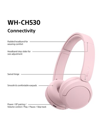 Sony WH-CH530 Wireless On-Ear Headphones - Pink